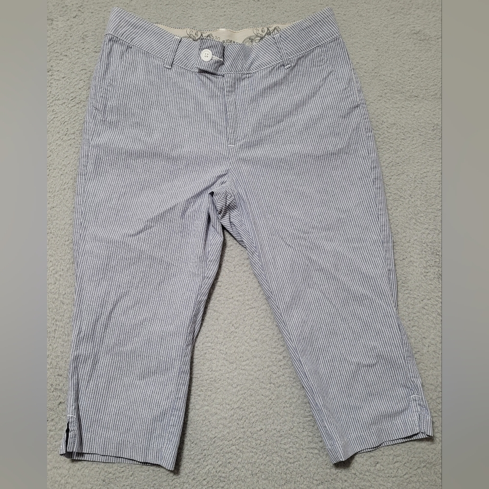 Rider By Lee Blue & White Striped Capri Pants Size 12